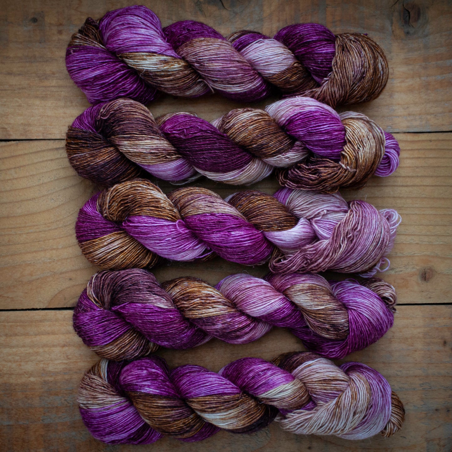 Superwash Merino / Linen single ply - hand dyed yarn - Ready to Ship