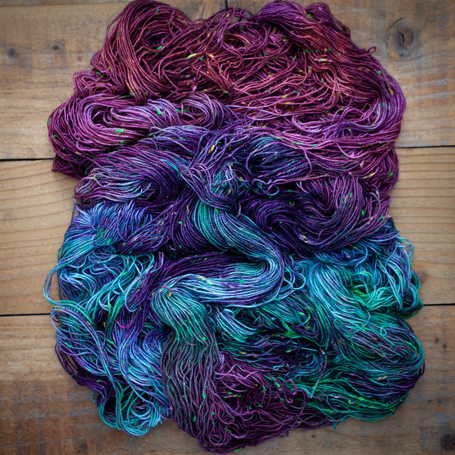 Superwash Merino neon tweed 4 Ply hand dyed yarn - Ready to Ship