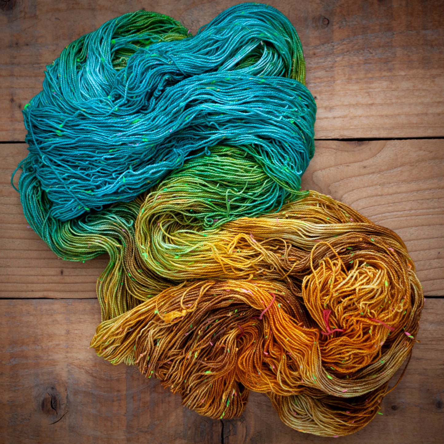 Superwash Merino neon tweed 4 Ply hand dyed yarn - Ready to Ship