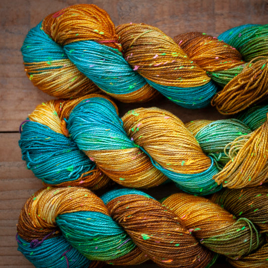 Superwash Merino neon tweed 4 Ply hand dyed yarn - Ready to Ship