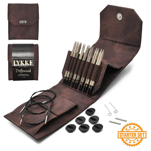 Lykke Driftwood 5" Interchangeable Needle Starter Set – Cacao Denim