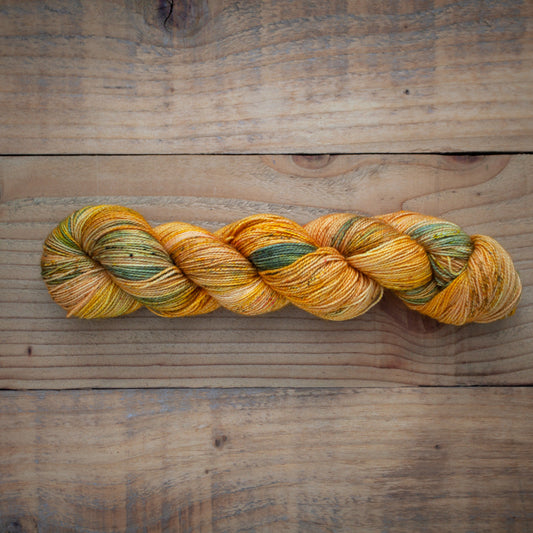 "Happy Pineapple" - ready to ship - Superwash Bluefaced Leicester/Nylon High Twist